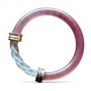 Vintage 1960s Lucite Cranberry Pink Ombré Bracelet With Gold Accents